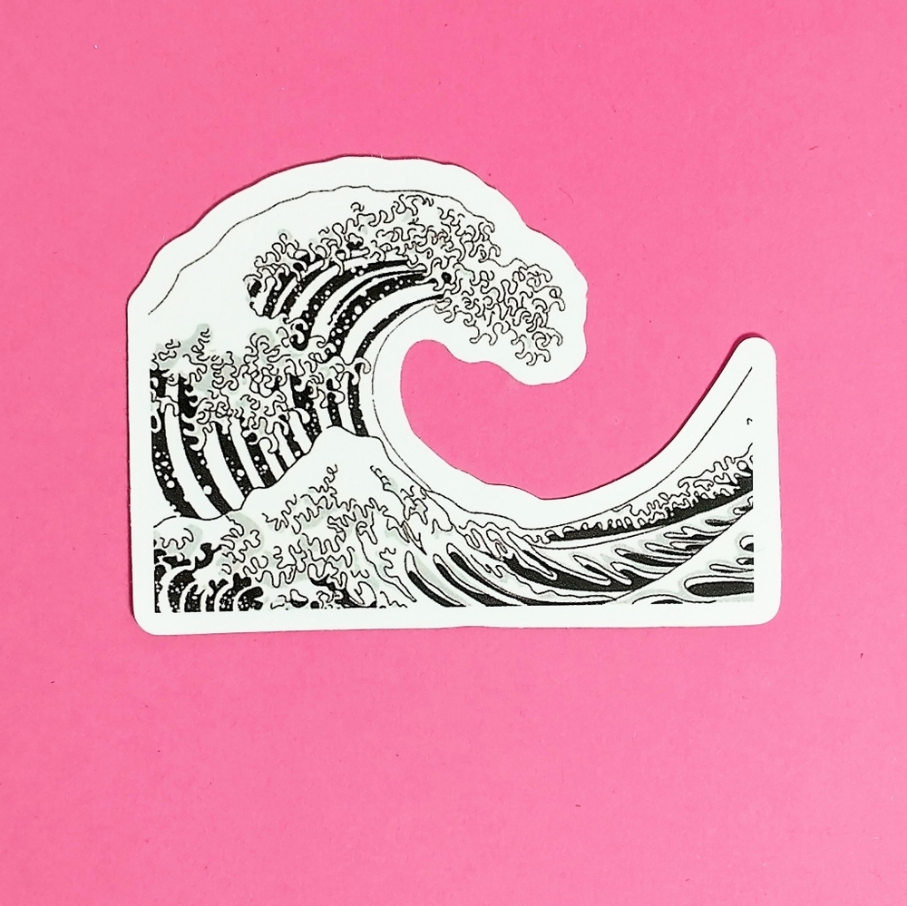 10/$10 Black and White Japanese Great Wave Inspired VSCO Die Cut Sticker